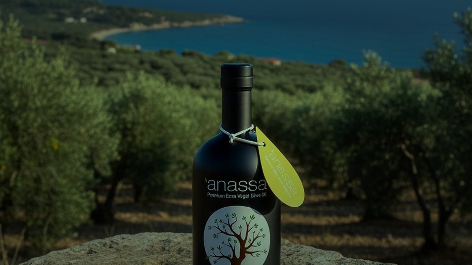 Anassa Premium Greek Olive Oil poured on fresh Greek salad